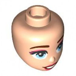 Mini Doll, Head Friends with Reddish Brown Eyebrows, Black Eyelashes, Bright Light Blue Eyes, Coral Lips and Eye Shadow, Open Mouth Smile with White Teeth Pattern: {светло нуга}