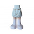 Mini Doll Hips and Skirt with Molded Light Nougat Legs and Printed Bright Light Yellow, Bright Pink and Orange Flowers, Dark Orange Shoes with White Laces and Soles and Medium Lavender Socks Pattern - Thin Hinge: {бял}