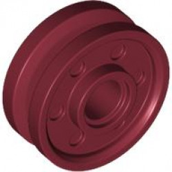 Wheel 18mm D. x  8mm with Fake Bolts and Deep Spokes with Inner Ring: {нов тъмно червен}