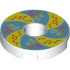 Tile, Round 2 x 2 with Hole with Bright Light Yellow and Medium Blue Rotating Panels, Coral  and Reddish Orange Equalizer Bars and Musical Notes Pattern: {бял}