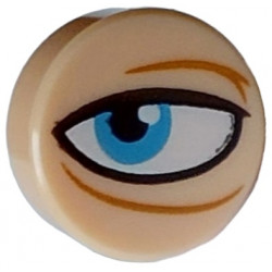 Tile, Round 1 x 1 with Black and White Eye, Sand Blue Iris and Medium Nougat Wrinkles Pattern Model Left Side: {светло нуга}
