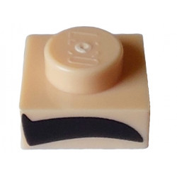 Plate 1 x 1 with Black Thick Eyebrow Pattern Model Left Side: {светло нуга}
