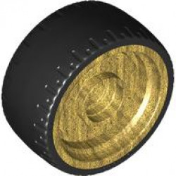 Wheel 24 x 12 with Pin Hole with Molded Black Hard Rubber Tire Pattern: {топло златист}