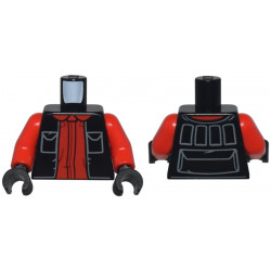 Torso SW Pilot Flight Suit, Vest with Light Bluish Gray Pockets and Pouch Outlines over Red Shirt Pattern / Red Arms / Black Hands: {черен}