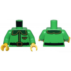 Torso Coat with Dark Green Collar with Gold Trim and Mail Horn, and Black Belt Pattern / Bright Green Arms / Yellow Hands: {ярко зелен}