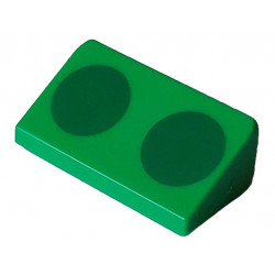 Slope 30 1 x 2 x 2/3 with 2 Green Circles Pattern (Super Mario Para-Biddybud Spots): {ярко зелен}