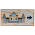 Tile 2 x 4 with Black, Dark Bluish Gray, Light Bluish Gray and White Bowser Castle and Arrow on Tan Wood Grain Background Pattern: {умерен нуга}