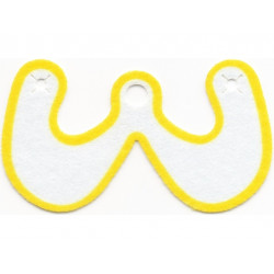 Minifigure Cape Cloth, Curved with Hand Holes, Round Around Neck Hole with Yellow Border Pattern - Spongy Stretchable Fabric: {бял}