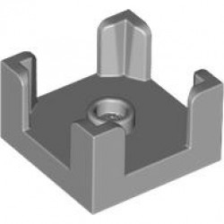 Container, Box 2 x 2 x 1 Half with Stud and 4 Corner Supports: {умерено каменно сив}