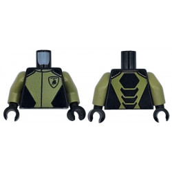 Torso Racing Suit Gran Turismo with Olive Green Panels and Lamborghini Logo Pattern / Olive Green Arms / Black Hands: {черен}
