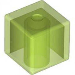 Minifigure, Head, Modified Cube: {прозрачно ярко зелен}