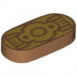Tile, Round 1 x 2 Oval with Circle, Dots and Curved Lines on Gold Background Pattern (BrickHeadz Batman (1989) Belt Buckle): {умерен нуга}
