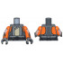Torso SW Vest Open with Light Bluish Gray Trim over Tan Tunic, Belt with Cords and Ring, Orange Shoulders Pattern / Orange Arms with White Wrappings and Silver Bracers Pattern / Dark Bluish Gray Hands: {тъмно каменно сив}