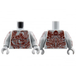 Torso with Dark Bluish Gray Muscles Outline, Dark Red Tattoos with Skeleton Heads Pattern / Light Bluish Gray Arms with Dark Red Tattoo Sleeves with Skeleton Heads Pattern / Light Bluish Gray Hands: {умерено каменно сив}