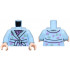 Torso Dressing Gown with Medium Lavender Dots and Sand Green Leaves and Stripes over Top with Black Flowers Pattern / Bright Light Blue Arms / Light Nougat Hands: {светло кралско син}