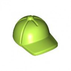 Minifigure, Cap with Small Pin, Short Curved Bill with Seams and Button on Top: {ярко жълто-зелен}
