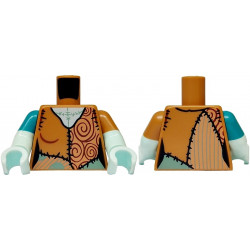 Torso Female Patchwork Ragdoll with Large Spirals Pattern / Light Aqua Arm Left with Medium Nougat Short Sleeve / Light Aqua Arm Right with Dark Turquoise Short Sleeve / Light Aqua Hands: {умерен нуга}