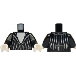 Torso Tuxedo Jacket with White Shirt, Stripes and Low Button Pattern / Black Arms Long / White Hands: {черен}