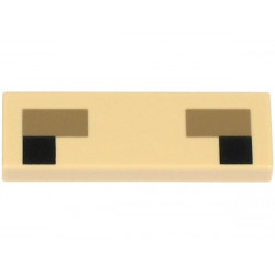 Tile 1 x 3 with Black Squares and Dark Tan Rectangles Pattern (Minecraft Baby Llama Eyes): {тухлено жълт}