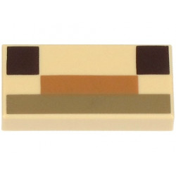 Tile 1 x 2 with Dark Brown Squares, Medium Nougat and Dark Tan Rectangles Pattern (Minecraft Baby Llama Nose and Mouth): {тухлено жълт}