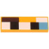 Tile 1 x 3 with White, Black, Medium Blue and Dark Brown Squares and Rectangles Pattern (Minecraft Baby Cat Upper Face): {огнено жълто-оранжев}