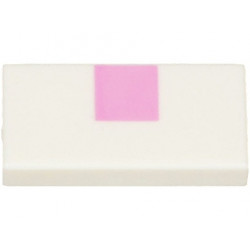 Tile 1 x 2 with Bright Pink Square Pattern (Minecraft Baby Cat Nose): {бял}