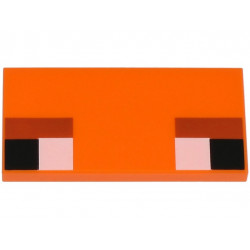 Tile 2 x 4 with White and Black Squares and Dark Orange Rectangles Pattern (Minecraft Baby Fox Eyes): {ярко оранжев}
