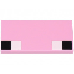 Tile 2 x 4 with Large White and Black Squares Pattern (Minecraft Baby Pig Eyes): {светло пурпурен}