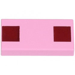 Tile 1 x 2 with 2 Dark Red Squares Pattern (Minecraft Pig Nostrils): {светло пурпурен}