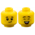 Minifigure, Head Dual Sided Child Black Small Eyebrows, Medium Nougat Freckles, Lopsided Grin with Dimple / Closed Eyes and Open Mouth Smile with Dimples, Top Teeth and Red Tongue Pattern: {ярко жълт}