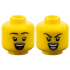 Minifigure, Head Dual Sided Female Black Eyebrows, Single Eyelashes, Sand Blue Lips, Open Mouth Smile, Happy with Top Teeth and Red Tongue / Evil with Teeth Parted Pattern: {ярко жълт}