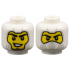 Minifigure, Head Dual Sided Balaclava with Light Bluish Gray Details, Yellow Face, Black Eyebrows, Lopsided Open Mouth Smile with Teeth / Covered Mouth Pattern: {бял}