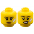 Minifigure, Head Dual Sided Female Black Eyebrows, Single Eyelashes, Medium Nougat Lips, White Bandage, Neutral / Lopsided Open Mouth Smile with Teeth Pattern: {ярко жълт}
