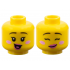 Minifigure, Head Dual Sided Female Black Thin Eyebrows, Single Eyelashes, Bright Pink Cheeks, Dark Pink Lips, Open Mouth Smile with Tongue / Lopsided Grin with Eyes Closed Pattern: {ярко жълт}