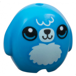 Minifigure, Utensil Pillow Plush Toy with Dog with Black Nose, Mouth and Eyes, White Pupils and Light Aqua Bangs, Muzzle and Fur Stomach Pattern: {тъмно небесносин}