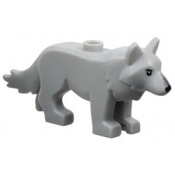 Wolf with Stud on Back with Black Eyes and Nose, Dark Bluish Gray Fur on Muzzle Pattern: {умерено каменно сив}