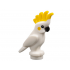Bird, Parrot Cockatoo with Yellow Crest and Cheeks, Black Eyes and Beak Pattern: {бял}