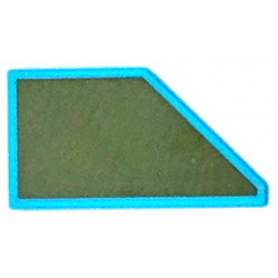 Tile, Modified 1 x 2 Wedge Left with Olive Green Surface Pattern: {умерено небесносин}