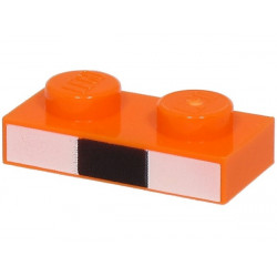 Plate 1 x 2 with White and Black Rectangles Pattern (Minecraft Baby Fox Nose): {ярко оранжев}