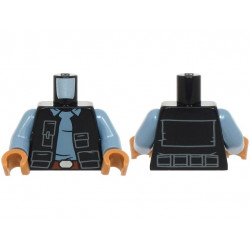 Torso SW Vest Open with Pockets over Sand Blue Shirt with Collar, Reddish Brown Belt with Silver Buckle Pattern / Sand Blue Arms / Medium Nougat Hands: {черен}