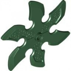 Technic Circular Saw Blade with Pin Hole and Six Teeth (Large Shuriken Throwing Star): {земно зелен}