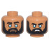Minifigure, Head Dual Sided Thick Black Eyebrows, Moustache, and Full Beard, Medium Azure Eyes, Dark Orange Scars, Neutral / Angry Open Mouth with Teeth Pattern - Vented Stud: {умерен нуга}