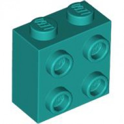 BRICK 1X2X1 2/3 W/4 KNOBS: {ярко синьо-зелен}