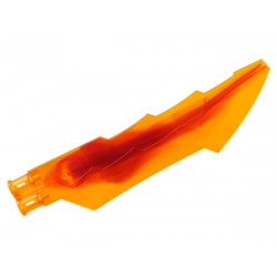 Propeller 1 Blade 14L with 2 Axle Holes and Jagged Edges (Sword Blade) with Marbled Dark Red Pattern: {прозрачно ярко оранжев}
