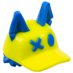 Minifigure, Hair Combo, Hair with Hat, Short Hair, Pointed Ears and 'XO' and Molded Neon Yellow Ball Cap Pattern: {ярко син}