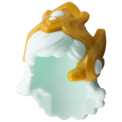 Minifigure, Hair Combo, Hair with Crown, Mid-Length with Molded Pearl Gold Crown Pattern: {аквамарин}
