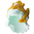 Minifigure, Hair Combo, Hair with Crown, Mid-Length with Molded Pearl Gold Crown Pattern: {аквамарин}