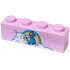 Brick 1 x 4 with Dark Azure and Yellow Unicorn and Rainbow, and White Cloud Pattern (BrickHeadz Brite Bomber Shirt): {светло пурпурен}