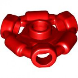 Minifigure, Weapon Holder Ring with 3 Bars and 3 Bar Holes (Ninjago Aeroblade Center) - Open Stud: {ярко червен}