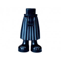 Mini Doll Hips and Skirt Long with Dark Bluish Gray Stripes and Black Boots with Laces Pattern - Thick Hinge: {черен}
